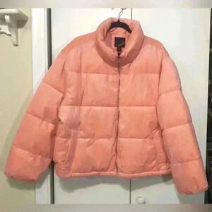 Collection b  Women Cropped Peach Soft Corduroy Puffer Coat Jacket Size XXL NWOT